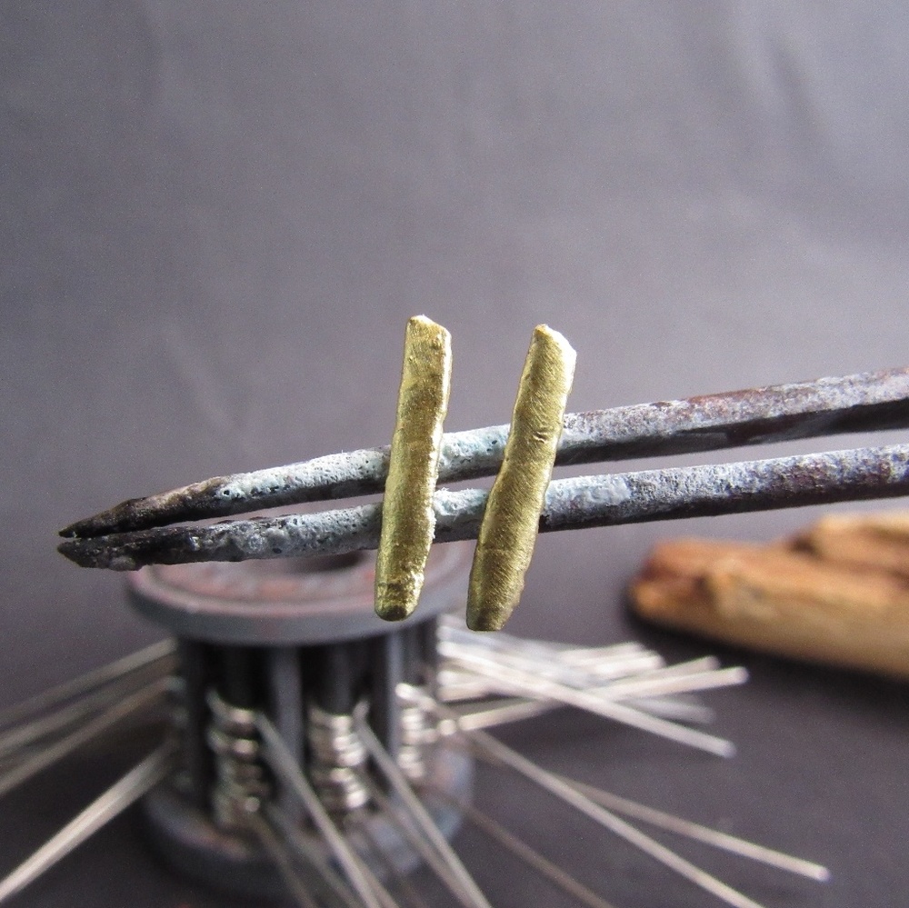 Gold Bar Stud Earrings - Minimalist Jewelry